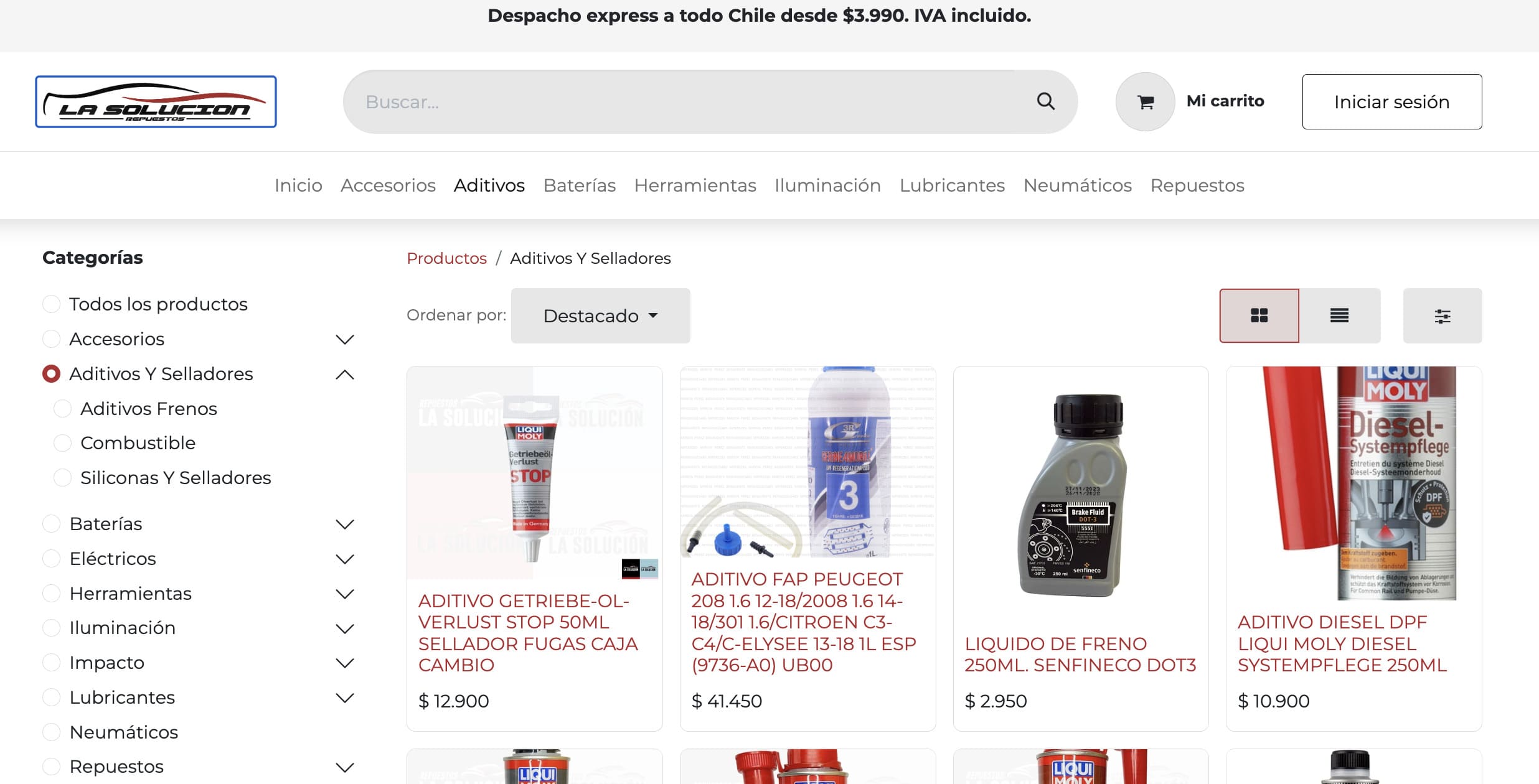 E-commerce de La Solución Repuestos